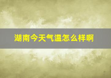 湖南今天气温怎么样啊