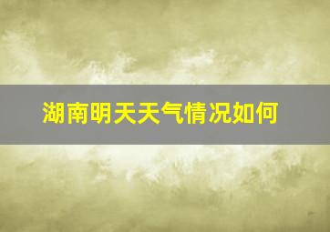 湖南明天天气情况如何