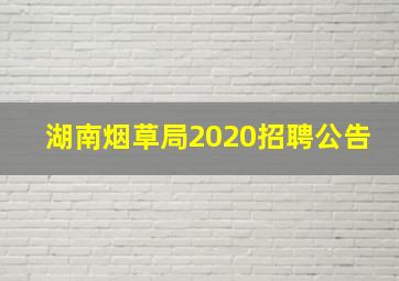 湖南烟草局2020招聘公告