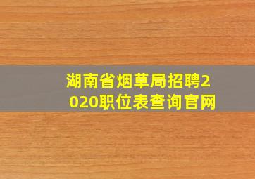 湖南省烟草局招聘2020职位表查询官网