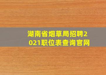 湖南省烟草局招聘2021职位表查询官网