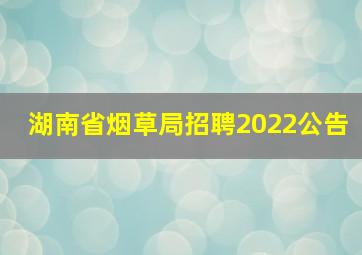 湖南省烟草局招聘2022公告