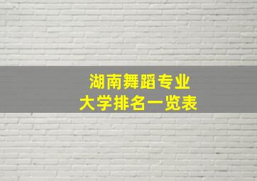 湖南舞蹈专业大学排名一览表