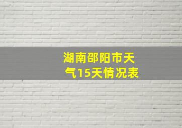 湖南邵阳市天气15天情况表