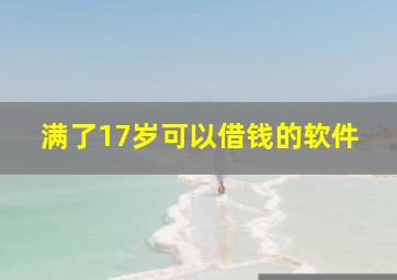 满了17岁可以借钱的软件