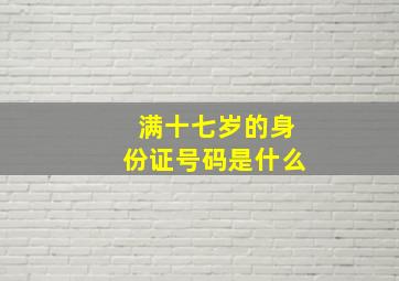 满十七岁的身份证号码是什么