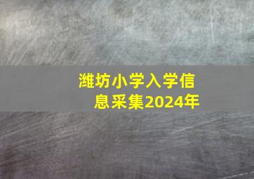 潍坊小学入学信息采集2024年