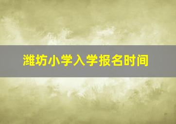 潍坊小学入学报名时间