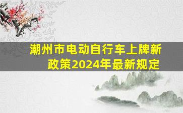 潮州市电动自行车上牌新政策2024年最新规定