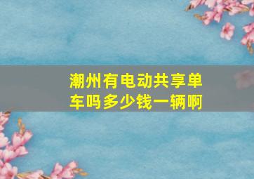 潮州有电动共享单车吗多少钱一辆啊