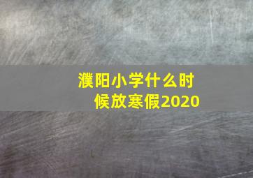 濮阳小学什么时候放寒假2020