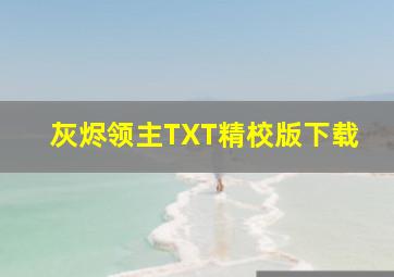 灰烬领主TXT精校版下载