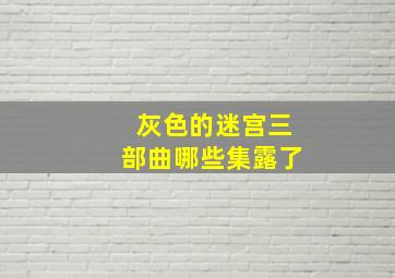 灰色的迷宫三部曲哪些集露了