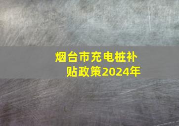 烟台市充电桩补贴政策2024年