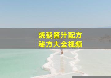 烧鹅酱汁配方秘方大全视频