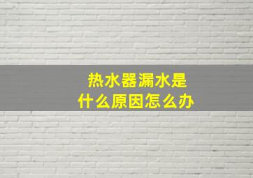 热水器漏水是什么原因怎么办