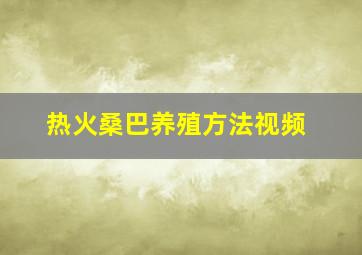 热火桑巴养殖方法视频