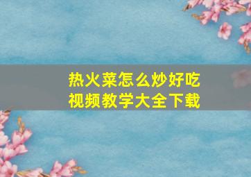 热火菜怎么炒好吃视频教学大全下载