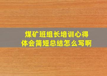 煤矿班组长培训心得体会简短总结怎么写啊