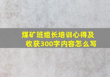 煤矿班组长培训心得及收获300字内容怎么写