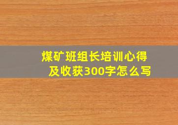 煤矿班组长培训心得及收获300字怎么写