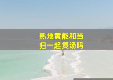 熟地黄能和当归一起煲汤吗