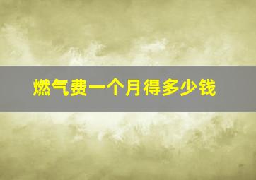 燃气费一个月得多少钱