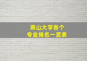 燕山大学各个专业排名一览表