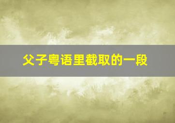 父子粤语里截取的一段