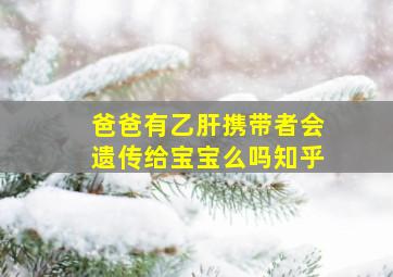 爸爸有乙肝携带者会遗传给宝宝么吗知乎