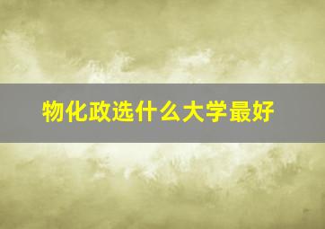 物化政选什么大学最好