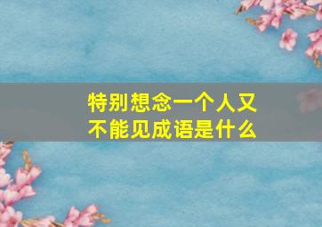 特别想念一个人又不能见成语是什么