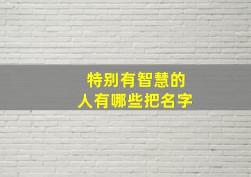 特别有智慧的人有哪些把名字