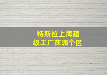 特斯拉上海超级工厂在哪个区