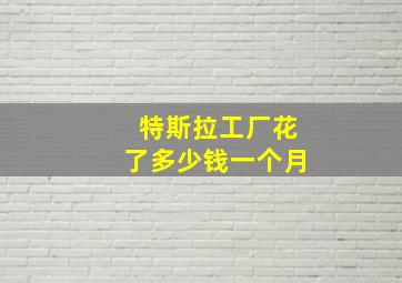 特斯拉工厂花了多少钱一个月