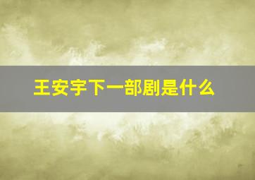 王安宇下一部剧是什么