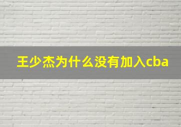 王少杰为什么没有加入cba