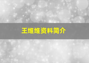 王维维资料简介