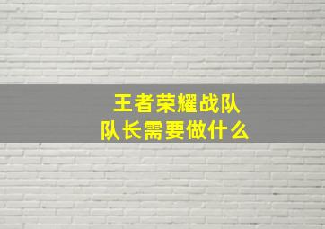 王者荣耀战队队长需要做什么