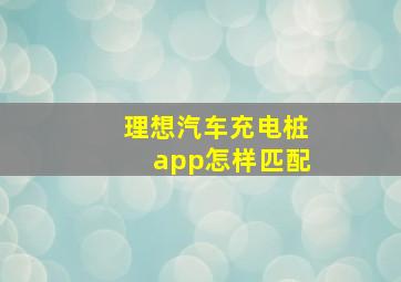 理想汽车充电桩app怎样匹配