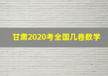 甘肃2020考全国几卷数学