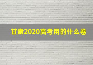 甘肃2020高考用的什么卷