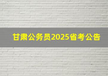 甘肃公务员2025省考公告