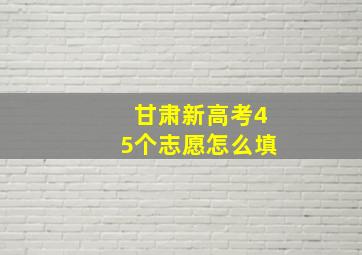 甘肃新高考45个志愿怎么填