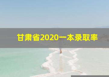 甘肃省2020一本录取率