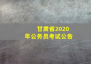 甘肃省2020年公务员考试公告