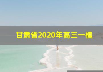 甘肃省2020年高三一模