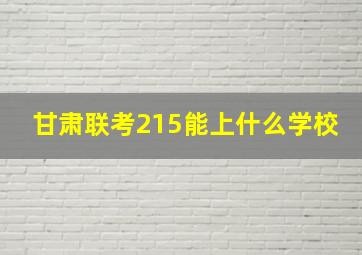 甘肃联考215能上什么学校