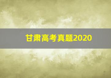 甘肃高考真题2020