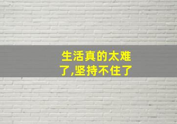 生活真的太难了,坚持不住了